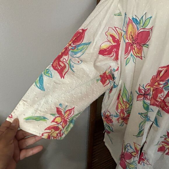 Koret Women Swiss Dot Floral Lightweight Long Sleeve Blouse Top Size 4X - Picture 7 of 10